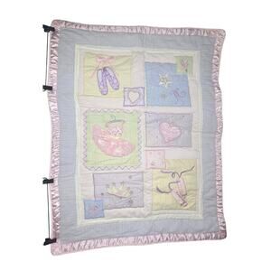 KIDSLINE VINTAGE PASTEL BALLERINA NURSERY QUILT 42X33 PRINCESS BALLET PATCHWORK